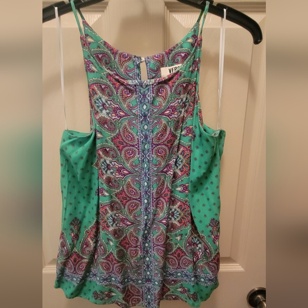 Graphic Green and Purple Tank Top with Relaxed Fit